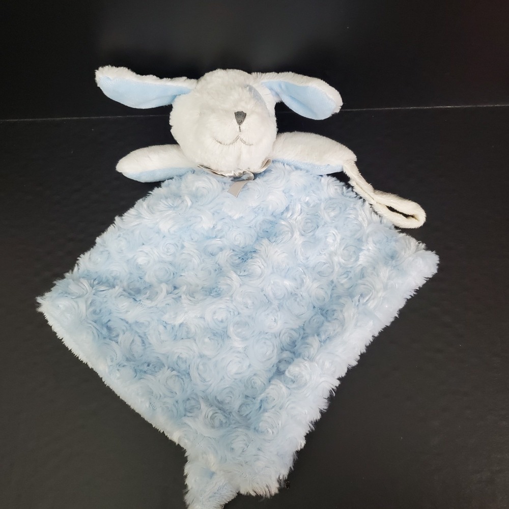 Blankets And Beyond Security Blanket Lovey Baby Blue Dog Patch Eye Swirl W/ Loop